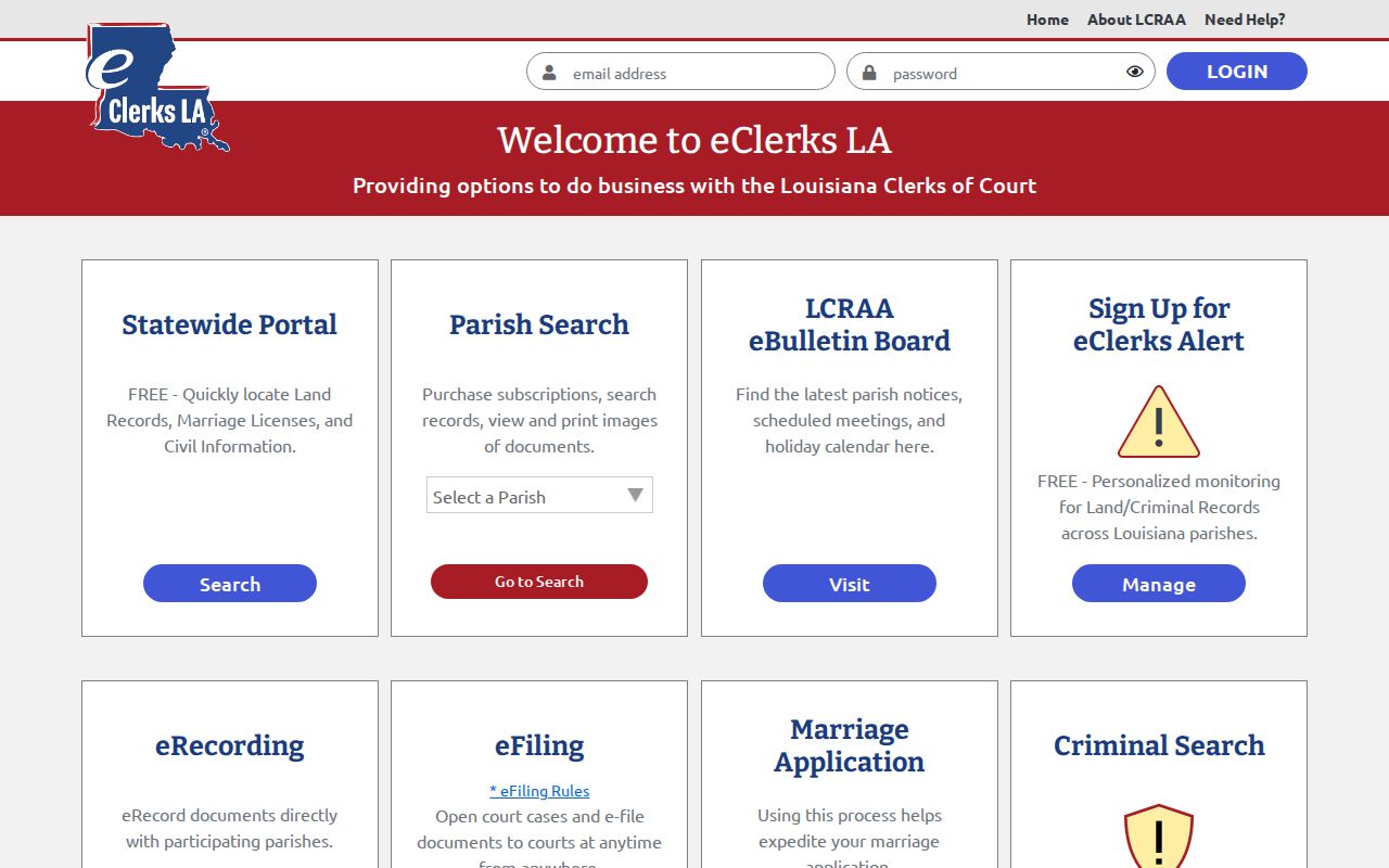 eClerksLA land-record service referenced when separating Jefferson Davis Parish land searches from court case searches