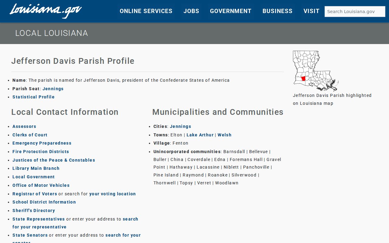 Jefferson Davis Parish court docket local government profile
