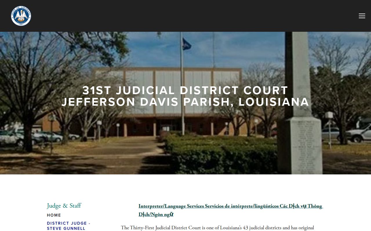 Jefferson Davis Parish court docket reference for the Thirty-First Judicial District Court
