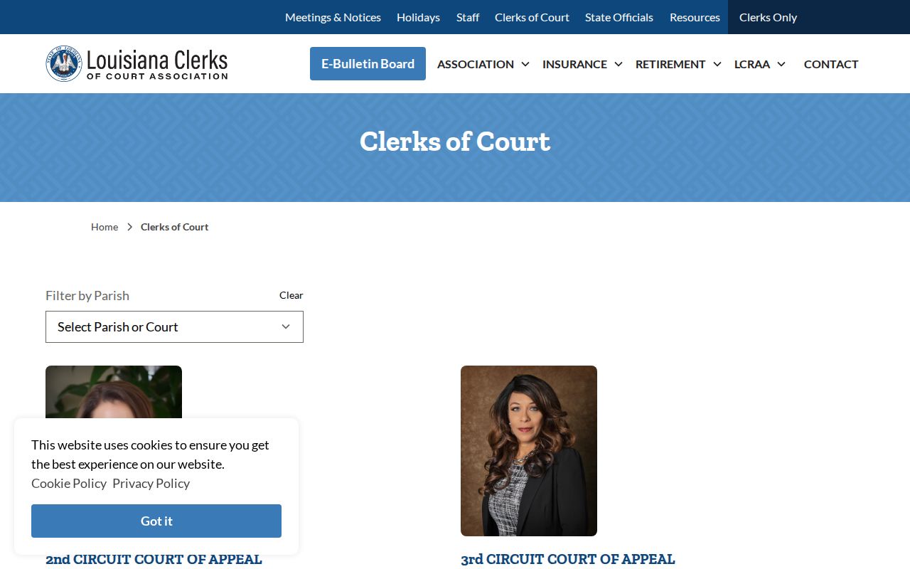 Jefferson Davis Parish court docket clerk directory record
