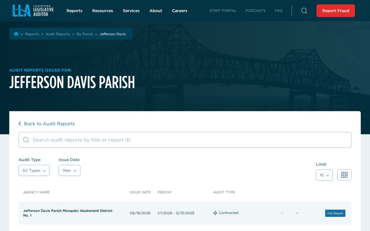 Jefferson Davis Parish court docket public audit-report resource