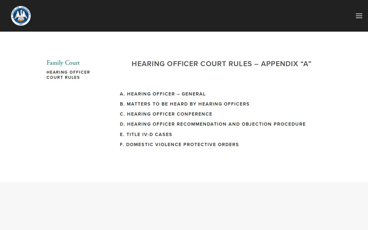Lake Arthur court docket 31st Judicial District Court hearing officer rules