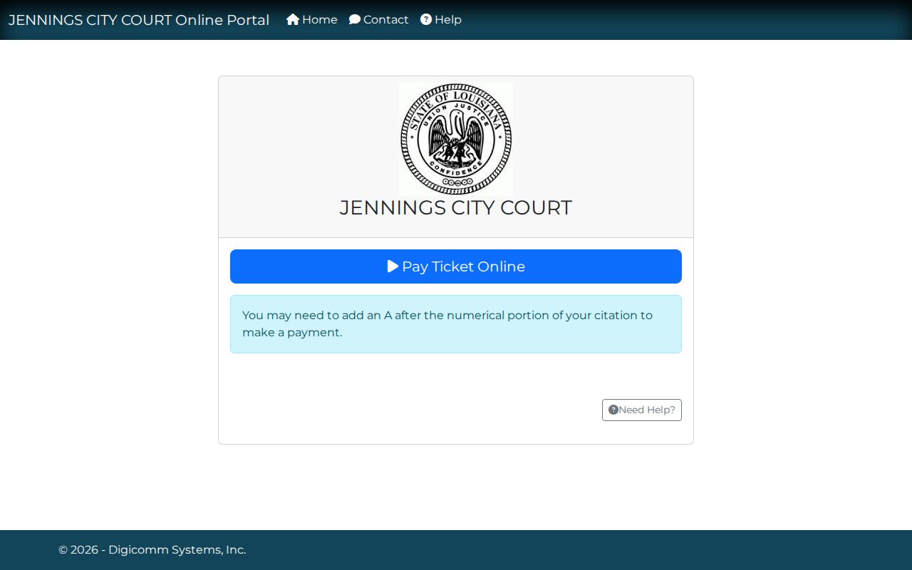 Jennings City Court online ticket portal for Jefferson Davis Parish traffic citation payment