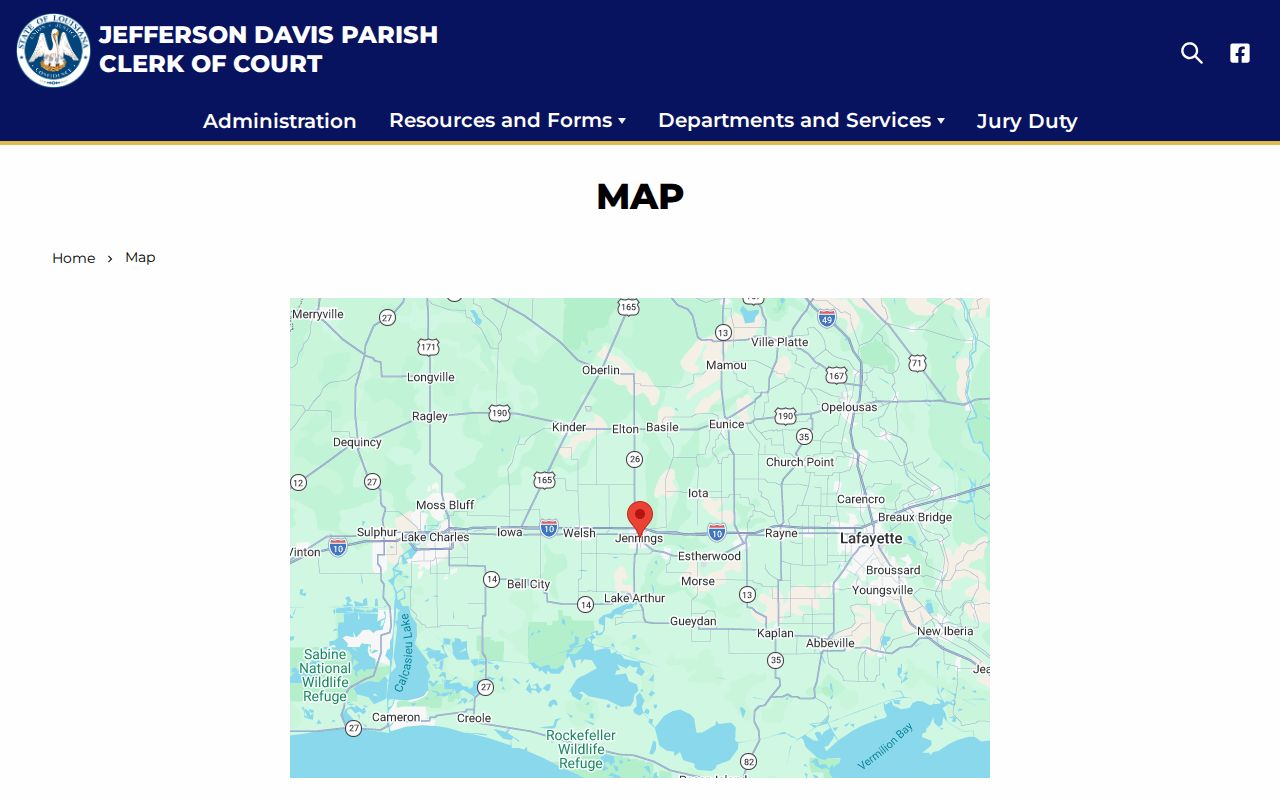 Welsh court docket Jefferson Davis Parish Clerk contact map